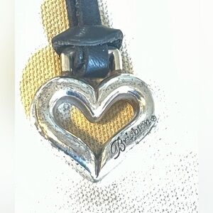 Brighton Black 4” Leather Silver heart Fob Replacement
